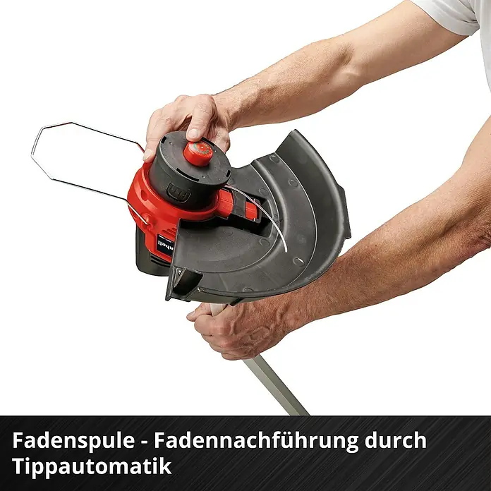 Einhell Power X-Change 18V Akku-Rasentrimmer GE-CT 18/33 Li-Solo - 18 V, Li-Ionen, Ohne Akku - Fadenspule mit Fadenführung durch Tippautomatik. Präzise und einfache Handhabung des Rasentrimmers.