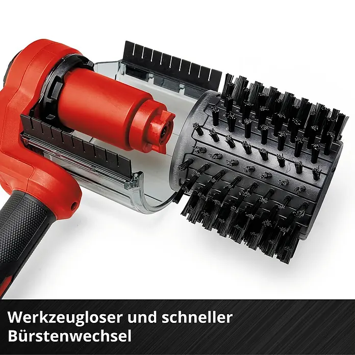 Einhell Power X-Change 18V Akku-Reinigungsbürste Picobella 18/90 - 18 V, Ohne Akku - Bürstenwechsel leicht gemacht. Die rote Bürste mit austauschbarem Aufsatz für eine schnelle und werkzeuglose Anwendung.