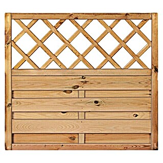 T & J Sichtschutzelement Maxi Massiv (100 x 90 cm, Holz, Braun, Mit Ornament-Gitter)