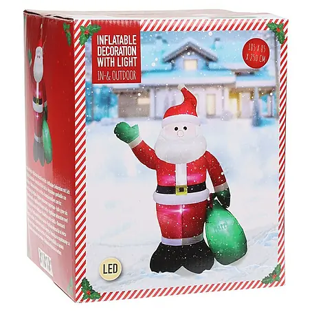Figura LED navideña Papá Noel hinchable con bolsa