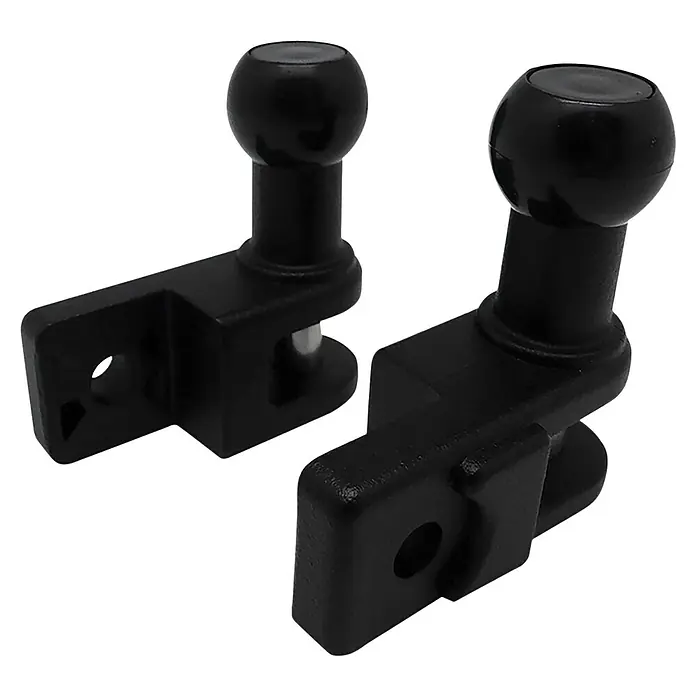 Micel Soporte de barandilla TLD01 - Negro, Aluminio, 2 ud. - Dos adaptadores de rótula negros para montaje versátil, ideales para dispositivos de navegación y accesorios en vehículos.