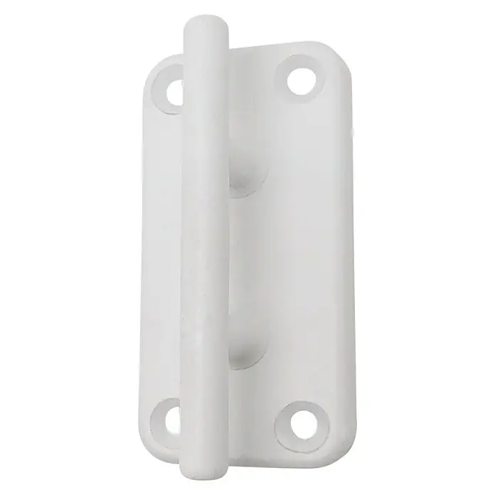 Micel Cornamusa TLD16 - Largo: 50 mm, Plástico, Blanco, Específico para: Cuerdas de pérgolas - Cierre de puerta blanco con cerrojo giratorio y cuatro orificios para la instalación. Solución de seguridad doméstica mejorada.