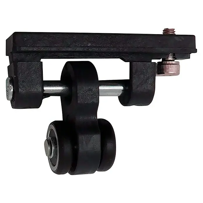 Micel Polea TLD21 - L x An x Al: 65 x 18,5 x 48 mm, Negro - Carro negro para impresora 3D con tornillos y varillas metálicas.