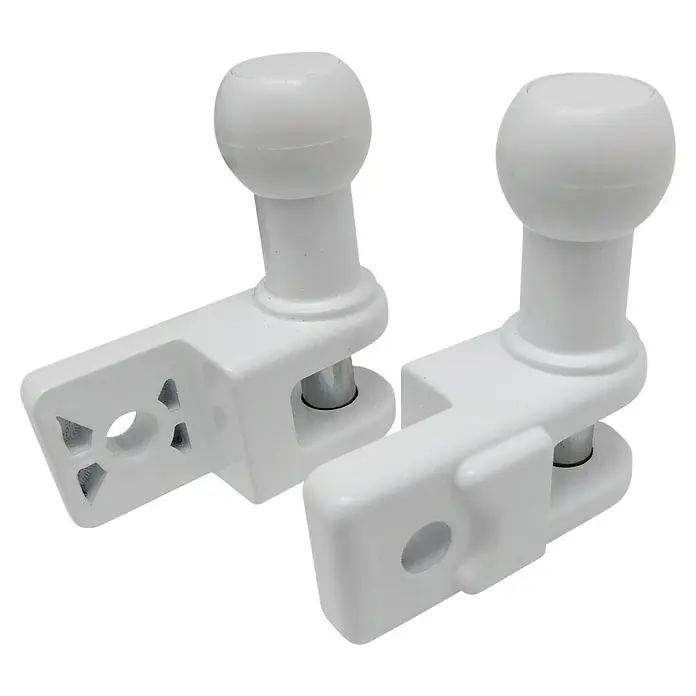Micel Soporte de barandilla TLD01 - Blanco, Aluminio, 2 ud. - Dos rótulas blancas RAM mount con base para montaje versátil de dispositivos. Una solución robusta para diversas aplicaciones.