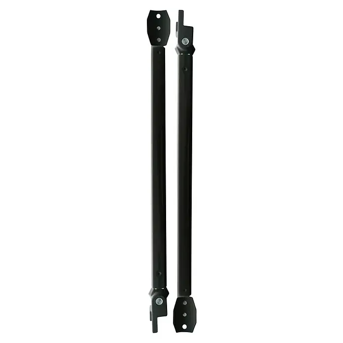 Micel Brazo de toldo - Largo: 500 mm, Aluminio, Negro, 3 pzs. - Dos barras metálicas negras y alargadas con conectores y tornillos. Ideal para la construcción de muebles o aplicaciones industriales.
