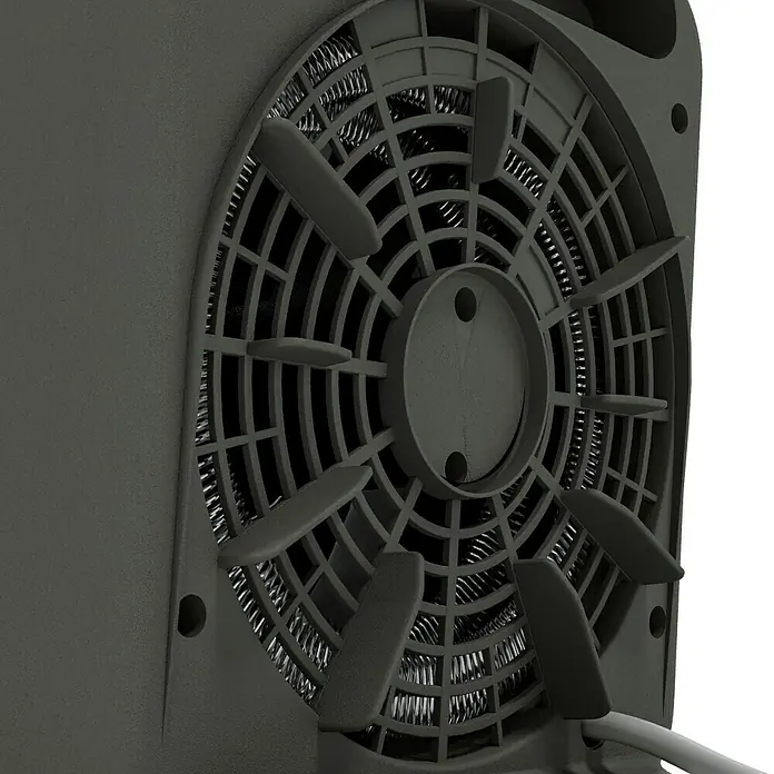 Voltomat HEATING Heizlüfter - 1.000 W - 2.000 W, Weiß/Grau, 19,5 x 14,9 x 23 cm - Grauer Heizlüfter mit Lüftergitter und Heizelementen für eine effiziente Wärmeverteilung im Raum.