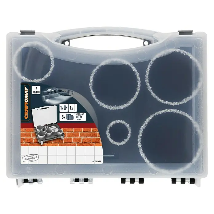 Craftomat Lochsägen-Set - 7 -tlg. - Die CRAFTOMAT Lochsäge-Garnitur, 7-teilig, ist ideal für präzise Bohrungen in verschiedenen Materialien. Inklusive praktischem Tragekoffer.