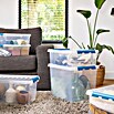 Sunware Aufbewahrungsbox Q-Line (L x B x H: 50 x 40 x 26 cm, Kunststoff, Transparent, Farbe Griff: Blau) | BAUHAUS