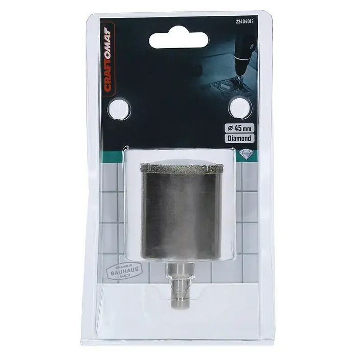 Craftomat Diamant-Lochsäge Keramik - 45 mm, Schnitttiefe: Max. 35 mm - Diamant-Lochsäge von CRAFTOMAT, 45 mm Durchmesser, ideal zum Bohren von Löchern in Fliesen und ähnliche Materialien.