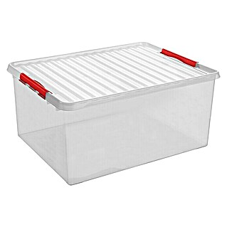 Sunware Aufbewahrungsbox Q-Line (L x B x H: 80 x 50 x 38 cm, Kunststoff, Transparent, Farbe Griff: Rot)