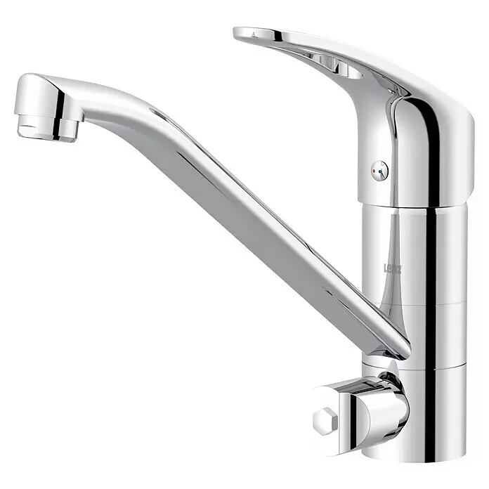 Lenz Spültischarmatur Kela - Chrom, Glänzend, Mit Geräteanschluss - Polierte Chrom-Küchenarmatur mit Einhebelmischer und modernem Design.