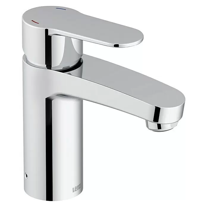 Lenz Waschtischarmatur Calista - Chrom, Glänzend - Verchromte Einhebel-Mischbatterie in modernem Design mit Heiß-/Kaltanzeigen.