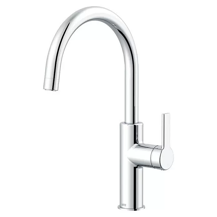 Lenz Spültischarmatur Anela - Chrom, Glänzend - Küchenarmatur aus poliertem Chrom mit hohem Bogenauslauf und Einhebelmischer.