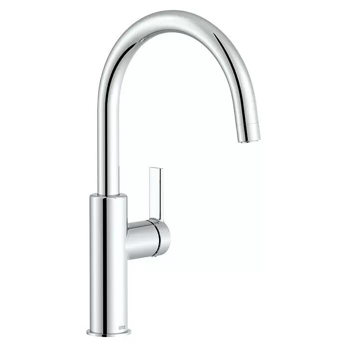 Lenz Spültischarmatur Anela - Chrom, Glänzend - Glänzender Lenz Küchenarmatur aus Chrom mit hohem, gebogenem Auslauf und Einhebelgriff.