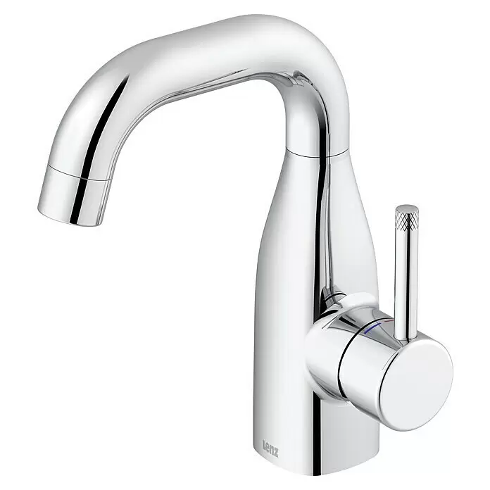 Lenz Waschtischarmatur Pola - Chrom, Glänzend - Verchromte Einhebel-Waschtischarmatur mit gebogenem Auslauf und Warm-/Kaltanzeigen.