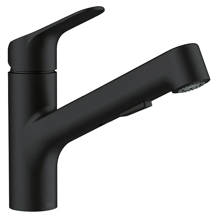 Lenz Spültischarmatur Koa - Schwarz, Matt, Höhe: 21 cm, Messing - Schwarze Küchenarmatur mit Ausziehbrause für komfortable Bedienung und modernes Design. Ideal für jede Spüle.