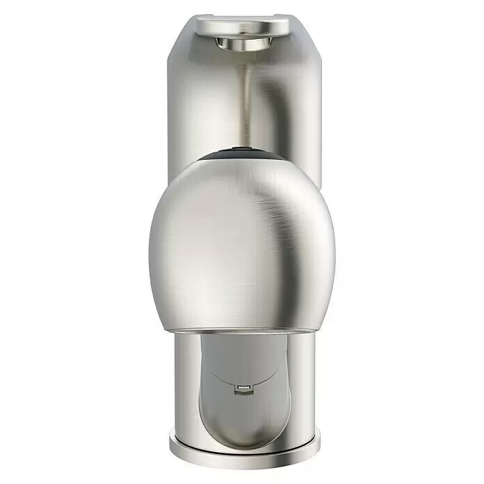 Lenz Spültischarmatur Kela - Hochdruck, Nickel, Matt, Mit Handbrause - Automatischer Spender aus gebürstetem Edelstahl mit kugelförmigem Gehäuse.