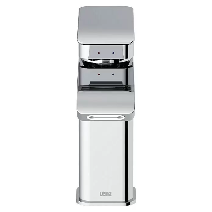 Lenz Milana Waschtischarmatur - Chrom, Glänzend - Moderner Chrom-Wasserhahn mit quadratischem Design, roten/blauen Heiß-/Kaltanzeigen und beleuchtetem Griff.