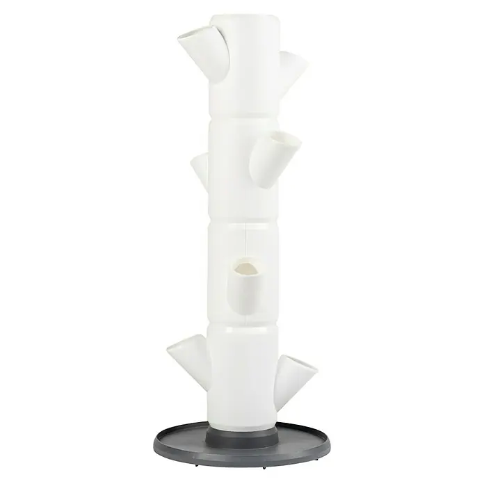Gusta Garden Pflanzturm Sissi Strawberry Starter - 270 x 270 x 770 mm, Weiß - Der weiße, mehrstöckige vertikale Pflanzer bietet eine platzsparende Lösung für den Anbau von Kräutern oder Gemüse auf kleinem Raum.