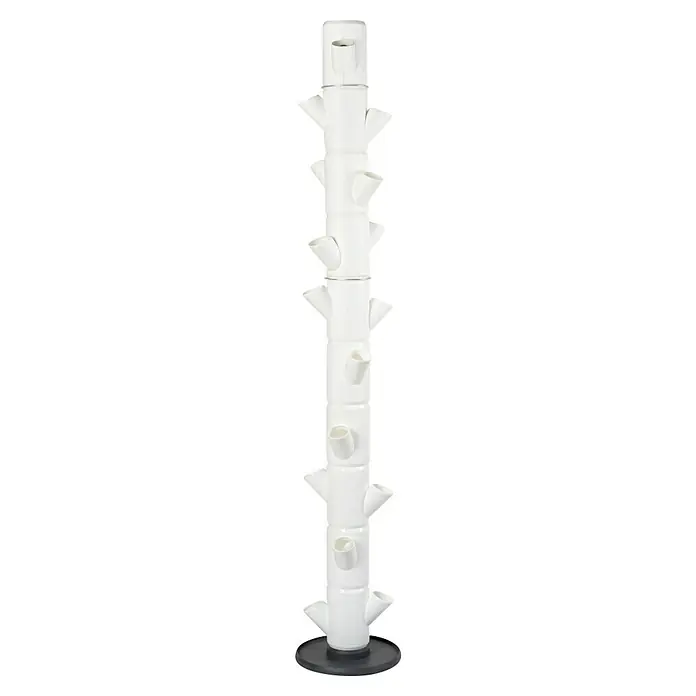 Gusta Garden Pflanzturm Sissi Strawberry infinity - 270 x 270 x 1.850 mm, Weiß - Ein weißer, vertikaler Pflanzturm mit mehreren Pflanzöffnungen, ideal für den platzsparenden Anbau von Kräutern oder Gemüse.