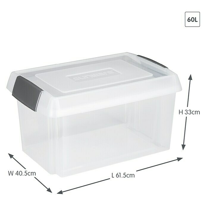 Sunware Aufbewahrungsbox Nesta (L x B x H: 61,5 x 40,5 x 33 cm, Kunststoff, Transparent)