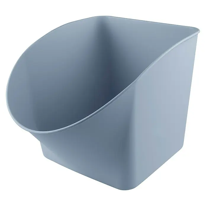 Sunware Aufbewahrungsbox Spielzeugbox - L x B x H: 42,5 x 32,5 x 31,5 cm, Fassungsvermögen: 27 l, Blaugrau - Abgebildeter blauer Wandmülleimer aus Kunststoff. Praktisch und platzsparend für Küche oder Bad. Ideal zur Mülltrennung.