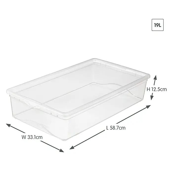 Sunware Aufbewahrungsbox Omega - L x B x H: 58,7 x 33,1 x 12,5 cm, Kunststoff, Transparent - Klarsichtbox mit den Maßen 58,7cm Länge, 33,1cm Breite und 12,5cm Höhe, Fassungsvermögen 19L, ideal zur Aufbewahrung.
