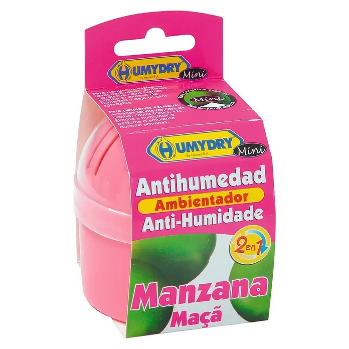 Humydry Deshumidificador Mini - 75 g, Manzana - Humydry Mini Antihumedad Manzana: Ideal para espacios pequeños, elimina la humedad y deja un aroma agradable.