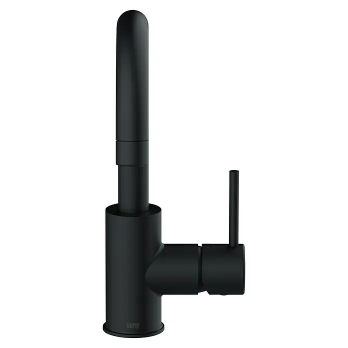 Lenz Bow Waschtischarmatur 2 - Schwarz, Matt - Schwarzer Lenz Küchenarmatur mit schlankem Design und praktischem Einhebelmischer für stilvolle Küchen. Hochwertige Materialien gewährleisten Langlebigkeit.