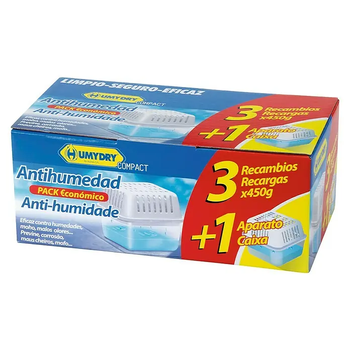 Humydry Pack deshumidificador Antihumedad - 3 ud., Blanco - Imagen del producto de un paquete de antihumedad UMYDRY, que reduce eficazmente los problemas de humedad.
