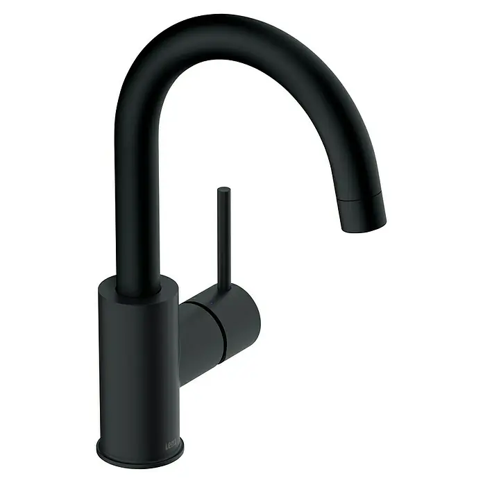 Lenz Bow Waschtischarmatur 2 - Schwarz, Matt - Elegante, mattschwarze Armatur mit geschwungenem Auslauf. Das moderne Design macht diese Armatur zu einem Blickfang in jeder Küche oder Badezimmer.
