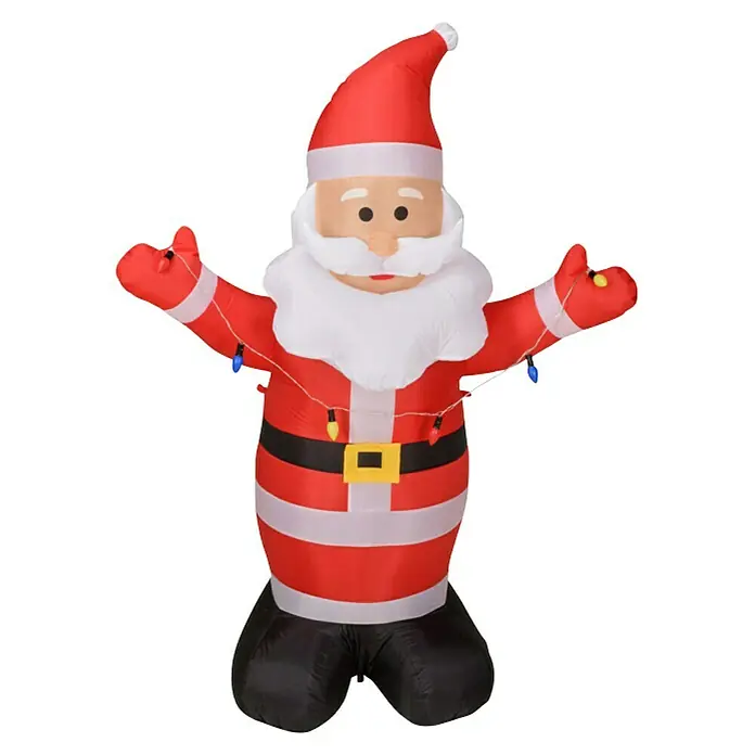 Figura LED navideña Papá Noel hinchable con luces - 70 x 120 x 190 cm, Rojo, blanco, multicolor, LED - Papá Noel inflable con luces y brazos extendidos, ideal para decoraciones festivas.