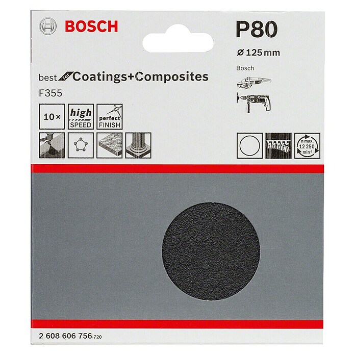 Schuurbladenset (Diameter: 125 mm, 10 st., Korreling: 80) | BAUHAUS