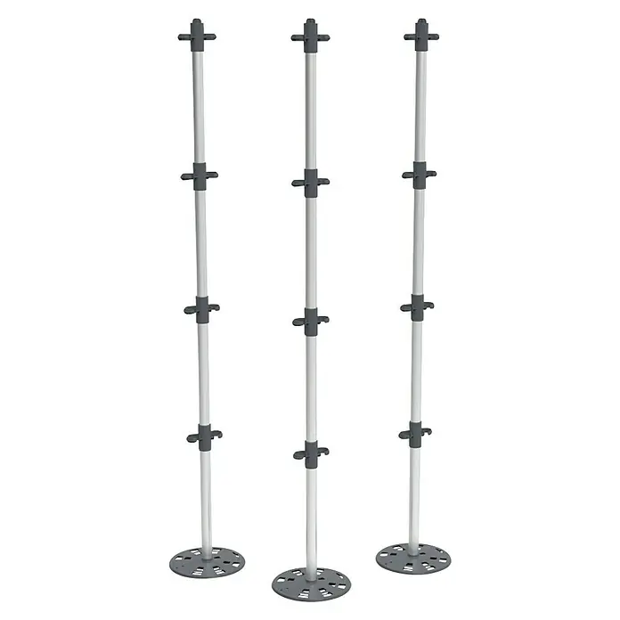 Gusta Garden Rankhilfe Tomato Buddy - Länge: 125 cm, 3 Stk. - Die Abbildung zeigt drei freistehende, mehrstufige Displayständer, die ideal für die Präsentation von Produkten sind.