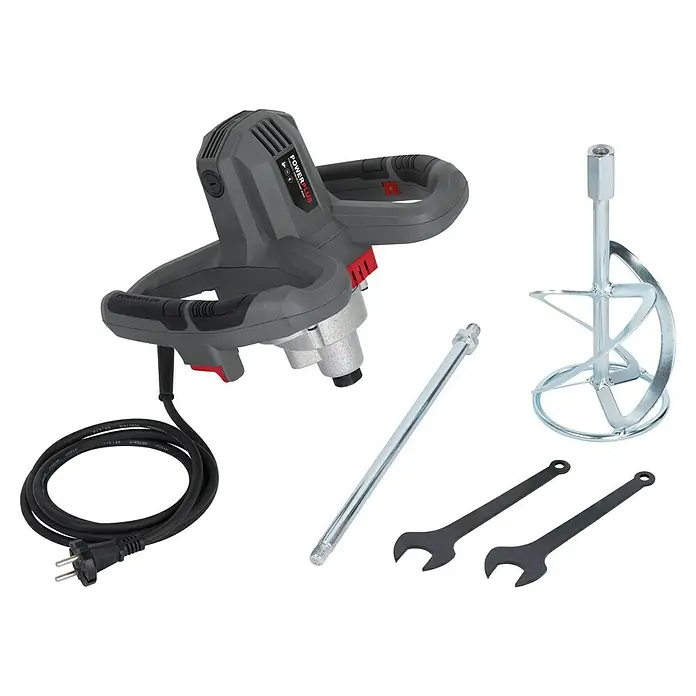 PowerPlus Mezclador de pintura y mortero POWE80070 - 1.200 W, M 14, Diámetro paleta de mezcla: 120 mm - El mezclador de mortero Powerplus con accesorios, una herramienta práctica para mezclar pinturas, adhesivos, mortero y materiales similares.