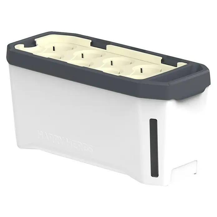 Gusta Garden Kräutertopf Harry Herbs - Kunststoff, Weiß - Harry Herbs Kräutertopf mit grauem Rand und weißen Topfeinsätzen für die Aufbewahrung frischer Kräuter in der Küche.