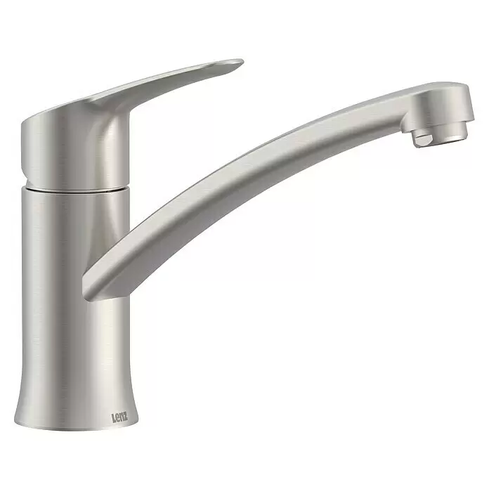 Lenz Spültischarmatur Kira - Edelstahl, Matt - Moderne Lenz Küchenarmatur aus gebürstetem Edelstahl mit Einhebelmischer und gebogenem Auslauf.