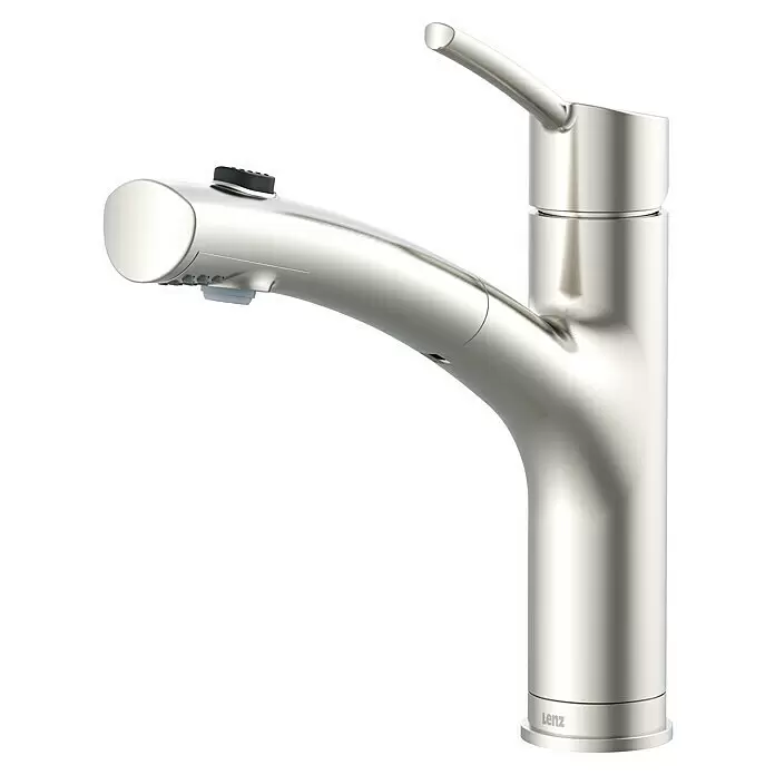 Lenz Spültischarmatur Nexo 2 - Nickel, Matt, Mit Handbrause - Silberne Küchenarmatur mit ausziehbarem Brausekopf, gebürstetes Finish.
