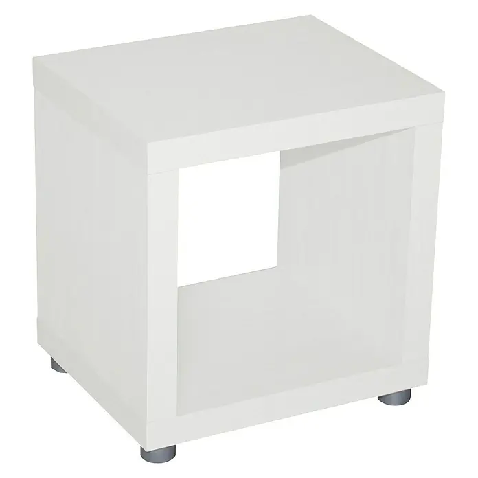 Phönix Caro Beistelltisch - L x B x H: 35 x 43 x 43 cm, Weiß - Aufnahme eines modernen weißen Nachttischs mit einem offenen Fach zur Aufbewahrung, ideal für jedes Schlafzimmer.