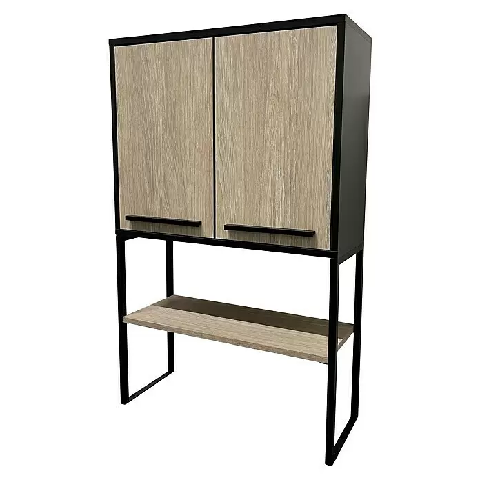 BAUHAUS Jannik WaschmaschinenregalL x B x H: 24 x 64,6 x 102,5 cm, Steinesche/Schwarz