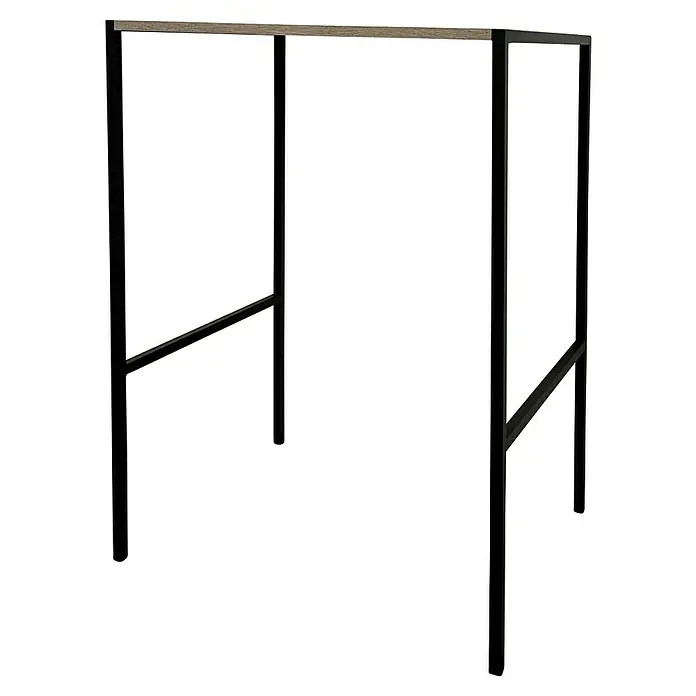 BAUHAUS Jannik Waschmaschinenregal - L x B x H: 48 x 64,6 x 87 cm, Steinesche/Schwarz - Produktaufnahme eines modernen Konsolentisches mit Holzplatte und schwarzem Metallgestell.