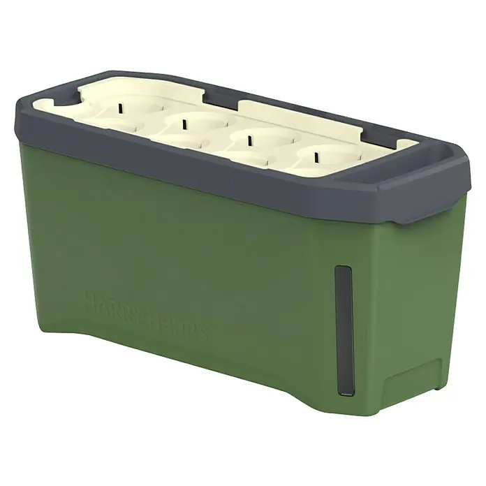 Gusta Garden Kräutertopf Harry Herbs - Kunststoff, Dunkelgrün - Der Kräutertopf von Happy Herbs in Grün mit Einsätzen für verschiedene Kräuter und einem grauen Rand. Praktisch und stilvoll.