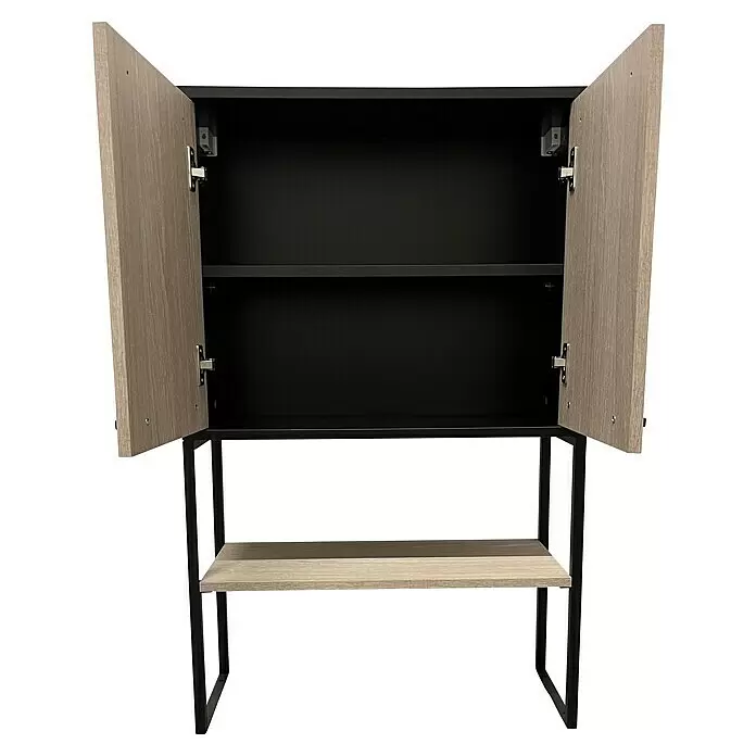 BAUHAUS Jannik WaschmaschinenregalL x B x H: 24 x 64,6 x 102,5 cm, Steinesche/Schwarz