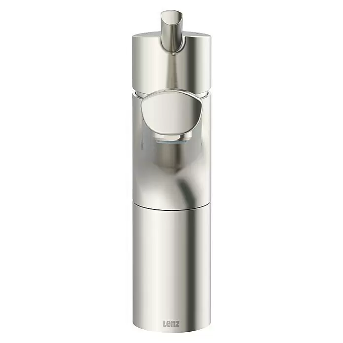 Lenz Spültischarmatur Nexo 2 - Nickel, Matt, Ohne Handbrause - Flüssigkeitsspender aus gebürstetem Nickel mit Pumpaufsatz, geeignet für Seife oder Lotion.