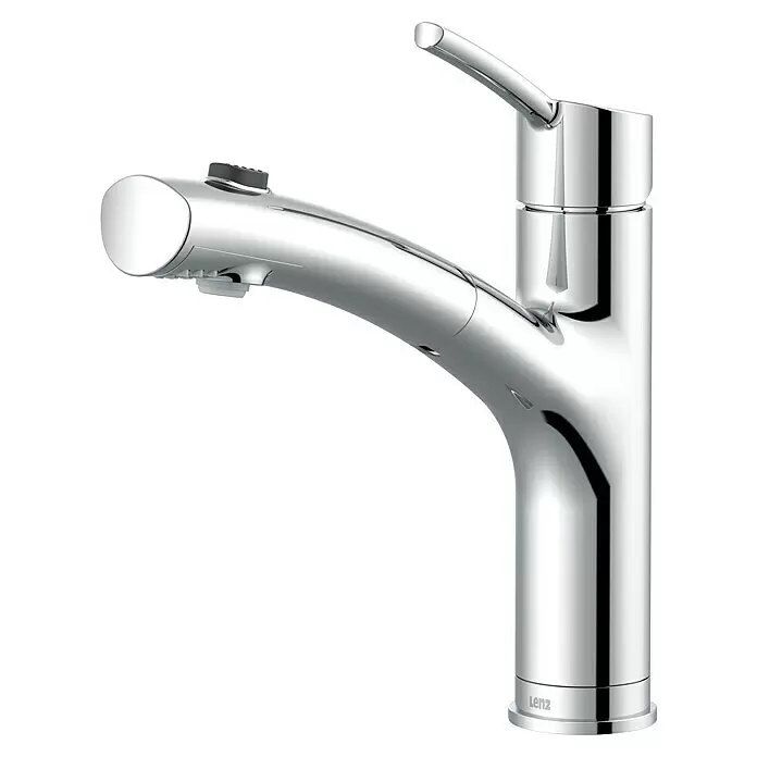 Lenz Spültischarmatur Nexo 2 - Chrom, Glänzend, Mit Handbrause - Glänzende Chrom-Küchenarmatur mit herausziehbarer Brause und Einhebelbedienung.