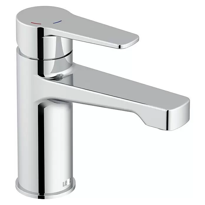 Lenz Mola Waschtischarmatur - Chrom, Glänzend - Eleganter verchromter Einhebelmischer mit Hebel oben und Warm-/Kaltanzeigen. Ideal für Waschbecken.