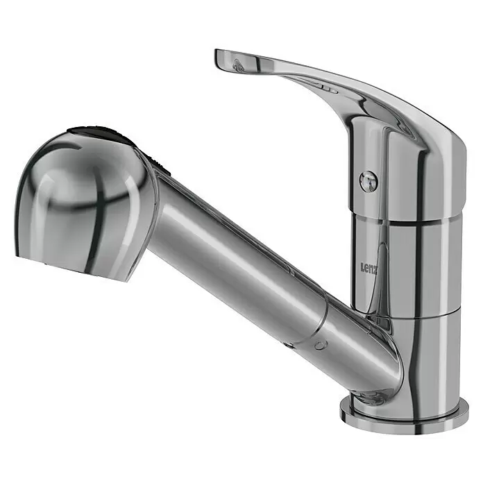 Lenz Spültischarmatur Kela - Hochdruck, Chrom, Glänzend, Mit Handbrause - Verchromte Küchenarmatur mit ausziehbarer Brause und Einhebelmischer.