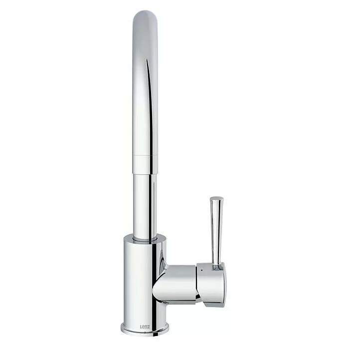 Lenz Spültischarmatur Mana - Chrom, Glänzend - Polierte Chrom-Küchenarmatur mit hohem, zylindrischem Auslauf und separatem, modernem Bedienhebel.