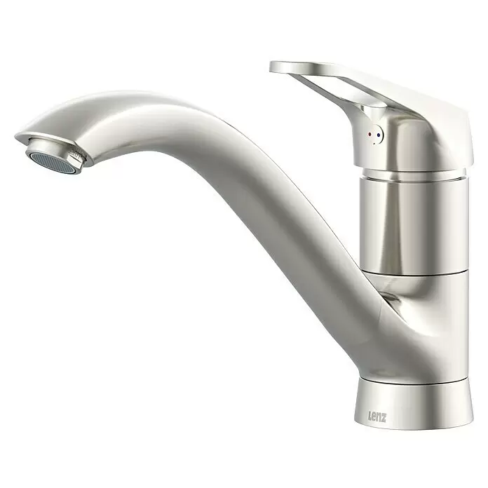 Lenz Spültischarmatur Kono - Nickel, Matt - Küchenarmatur aus gebürstetem Edelstahl mit Einhebelmischer.