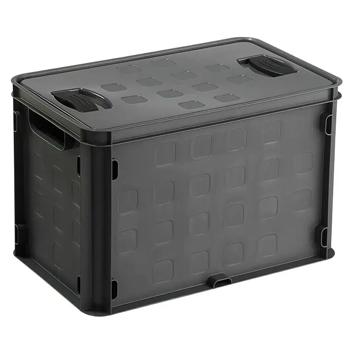 Sunware Deckel Square - L x B x H: 37,5 x 22,5 x 1,6 cm, Passend für: Sunware Aufbewahrungsbox Square, Kunststoff, Anthrazit - Graue Klappbox aus Kunststoff mit Deckel und Tragegriffen, ideal zur Aufbewahrung und zum Transport von Gegenständen.